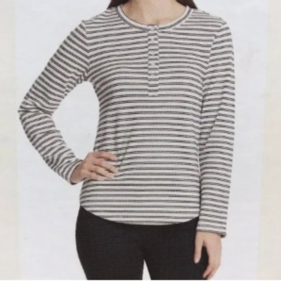 NWT Vintage America Stripe Henley Thermal Top S - Picture 2 of 3
